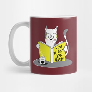 Cute Cat Reading A Human Training Book, how to train human? Mug